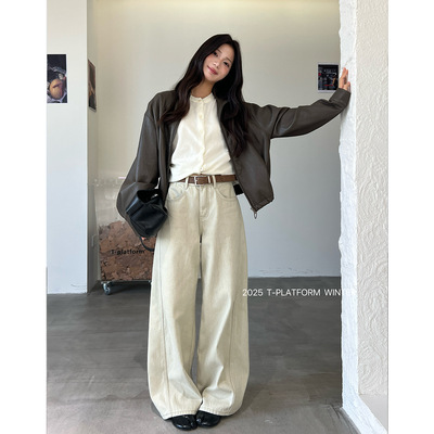 T台冬季厚绒阔腿裤265