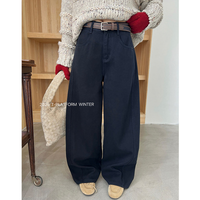T台冬季厚绒休闲拖地裤