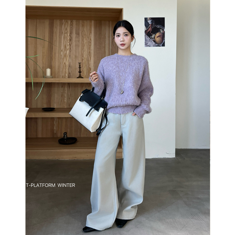 T台韩系高腰阔腿裤女冬款