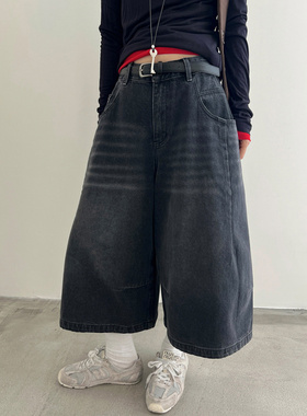 ［T台］T-PLATFORM广州十三行美式街头牛仔裤秋季七分气球裤93118