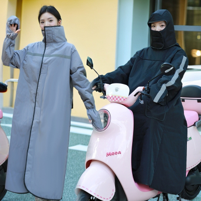 电动车挡风被加绒加厚冬季骑车电瓶车挡风衣防水防风防寒服挡风罩