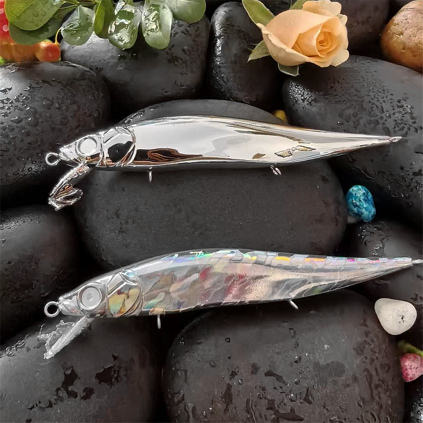 日系10.5cm/7.2g oneten jr浮水米诺DIY改色路亚饵烫金 电镀本体