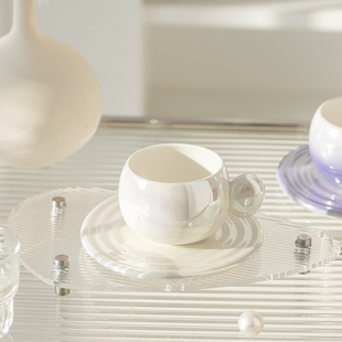 精致陶瓷杯子女高颜值英式 INS风圈圈咖啡杯碟套装 下午茶具伴手礼