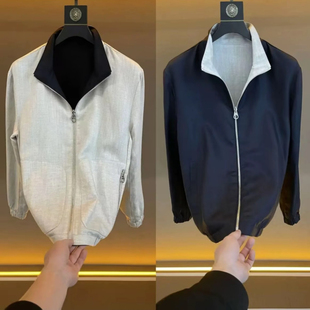 百搭立领夹克长袖 双面穿气质时尚 外套 男士 26ss潮牌轻奢简约个性