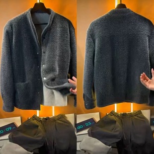 时尚 外套男士 大口袋加绒保暖夹克 休闲老钱风座山雕潮流韩版 冬季