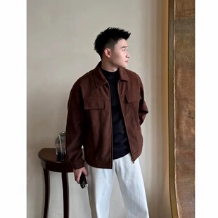 3553 绒面质感复古免烫翻领麂皮绒夹克外套 APENG秋 法尼奥绒