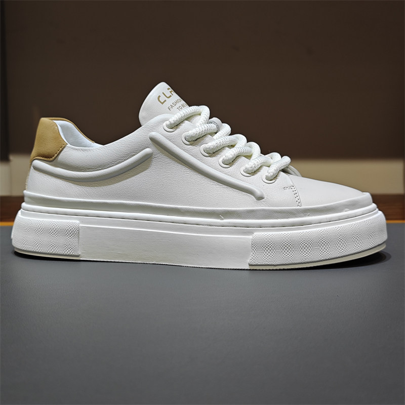 稀缺货 捡漏断码特价真皮小白鞋外贸男士圆头白色休闲鞋百搭板鞋,流行男鞋,休闲板鞋,淘宝优惠券,粉丝福利购,淘宝优惠卷