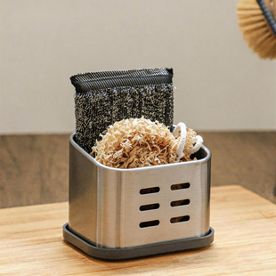 厨房不锈钢沥水架台面洗碗刷金属置物盒收纳多功能水槽海绵擦架子