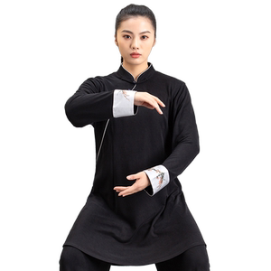 言一太极服新款斜襟黑色中式女装春季新款时尚表演服太极拳练功服