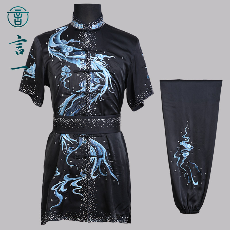 言一武术刺绣龙练功服武术服长拳南拳表演服比赛服竞技体考男女