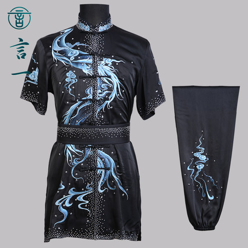 言一武术刺绣龙练功服武术服长拳南拳表演服比赛服竞技体考男女