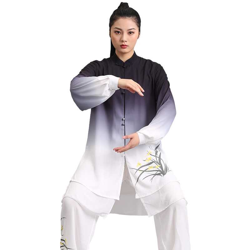 言一太极新款渐变表演练功服服