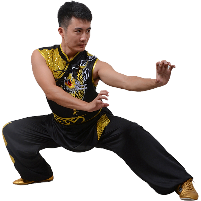 言一武术服比赛服龙腾无袖表演服