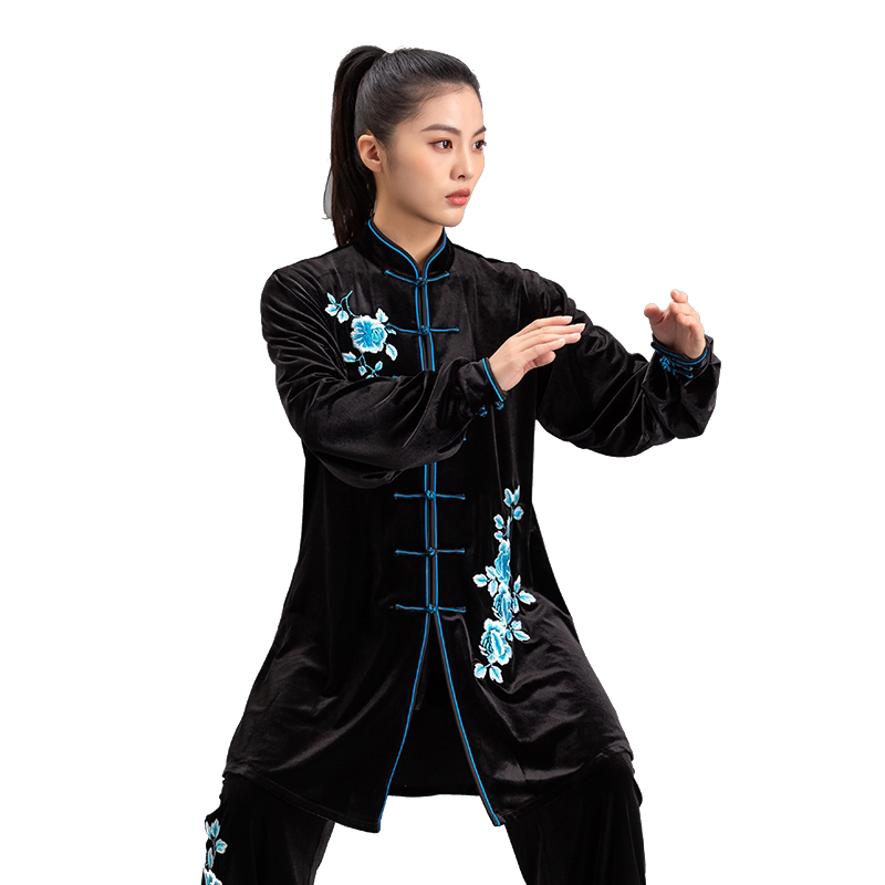 言一女2022刺绣金丝绒太极服