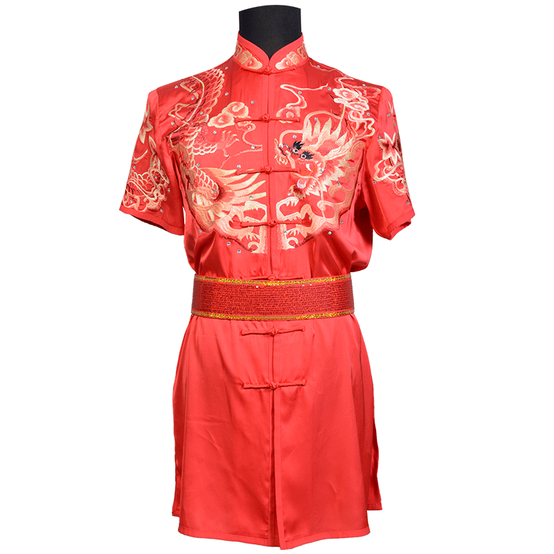 言一男2022刺绣亮片龙武术彩服