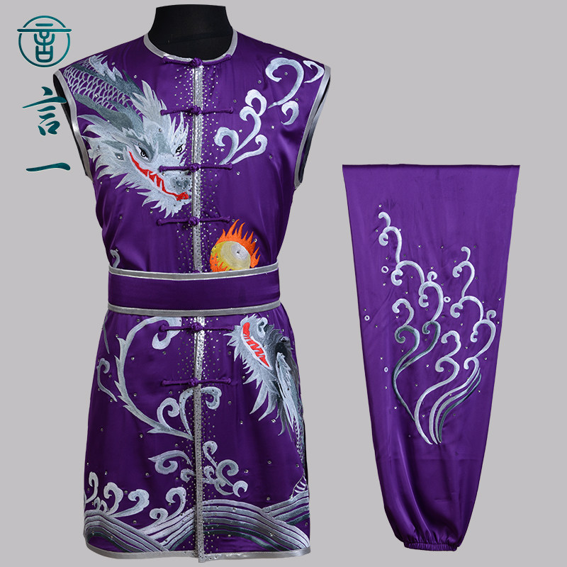 言一武术南拳比赛服竞赛服功夫彩服长拳表演服刺绣儿童考级定做