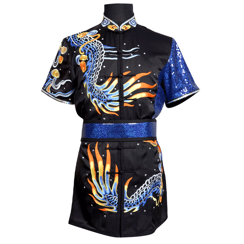 言一武术南拳长拳服装仿真丝绸