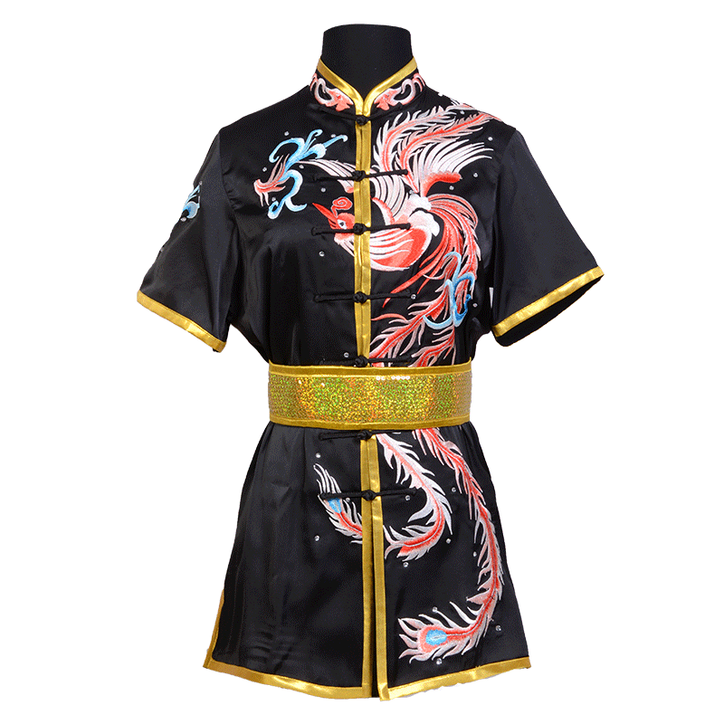 言一武术刺绣凤凰表演服儿童