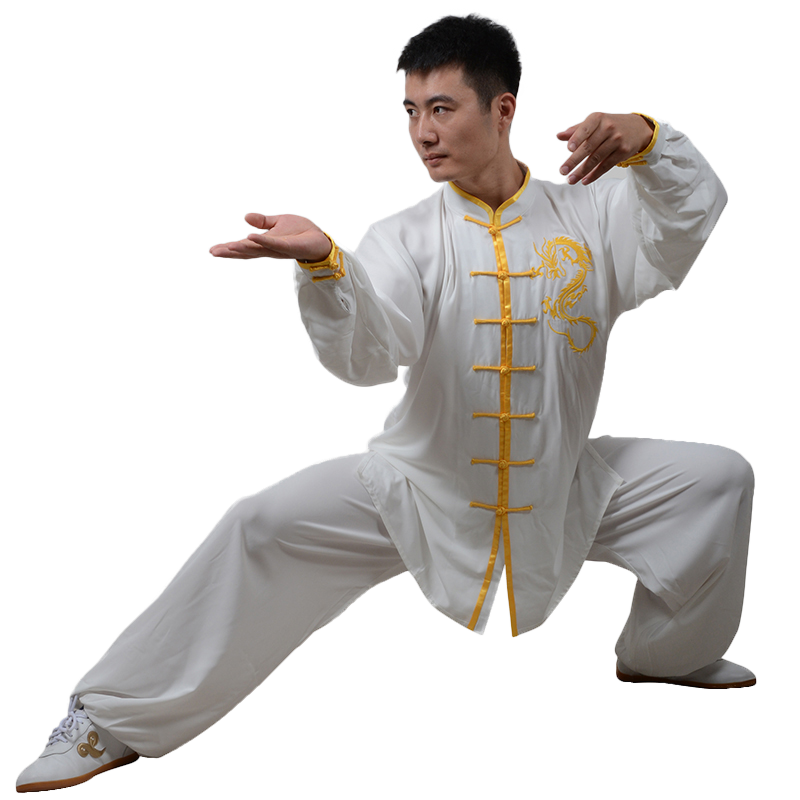 言一春夏刺绣龙定做演出服太极拳