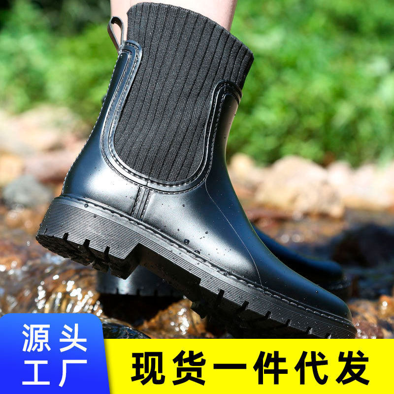 2023款时尚雨鞋女士中筒春冬加棉保暖雨靴女款外穿防滑防水水鞋