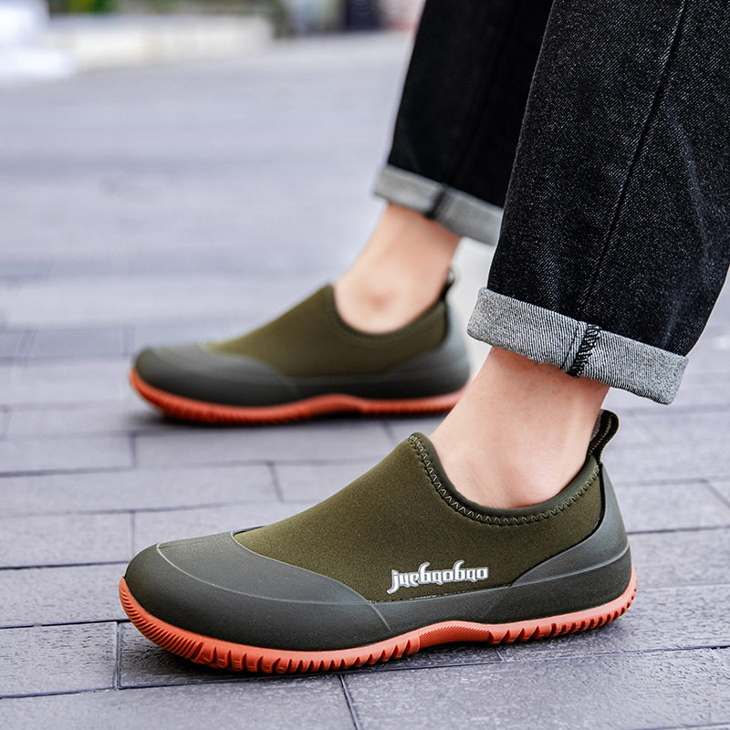 纽布朗男士短筒雨鞋低帮甲板鞋时尚防水防滑雨靴户外水鞋涉水鞋