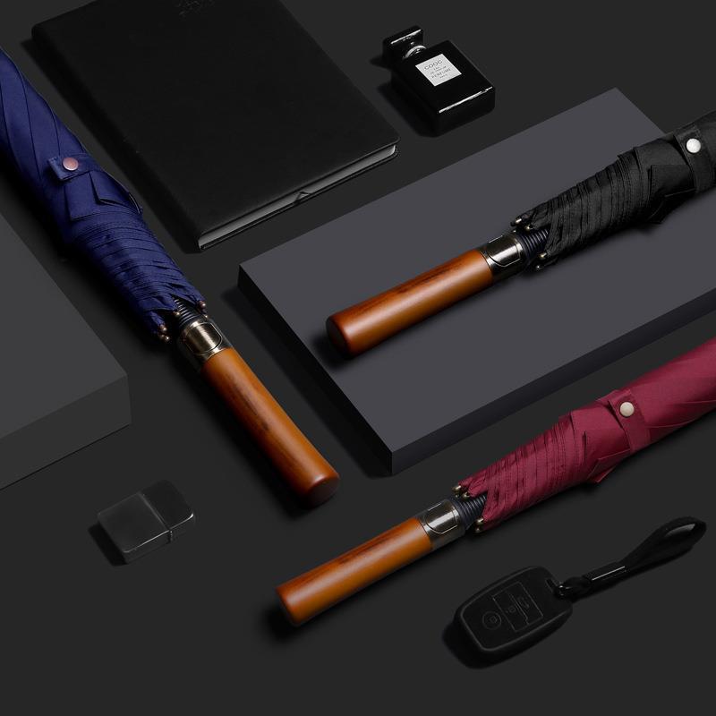 高端古铜实木长柄伞超大高尔夫直杆伞男士商务晴雨伞定制logo礼品