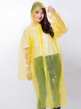 笠王户外徒步景区成人一次性雨衣成人PE前开扣长装日韩版雨衣