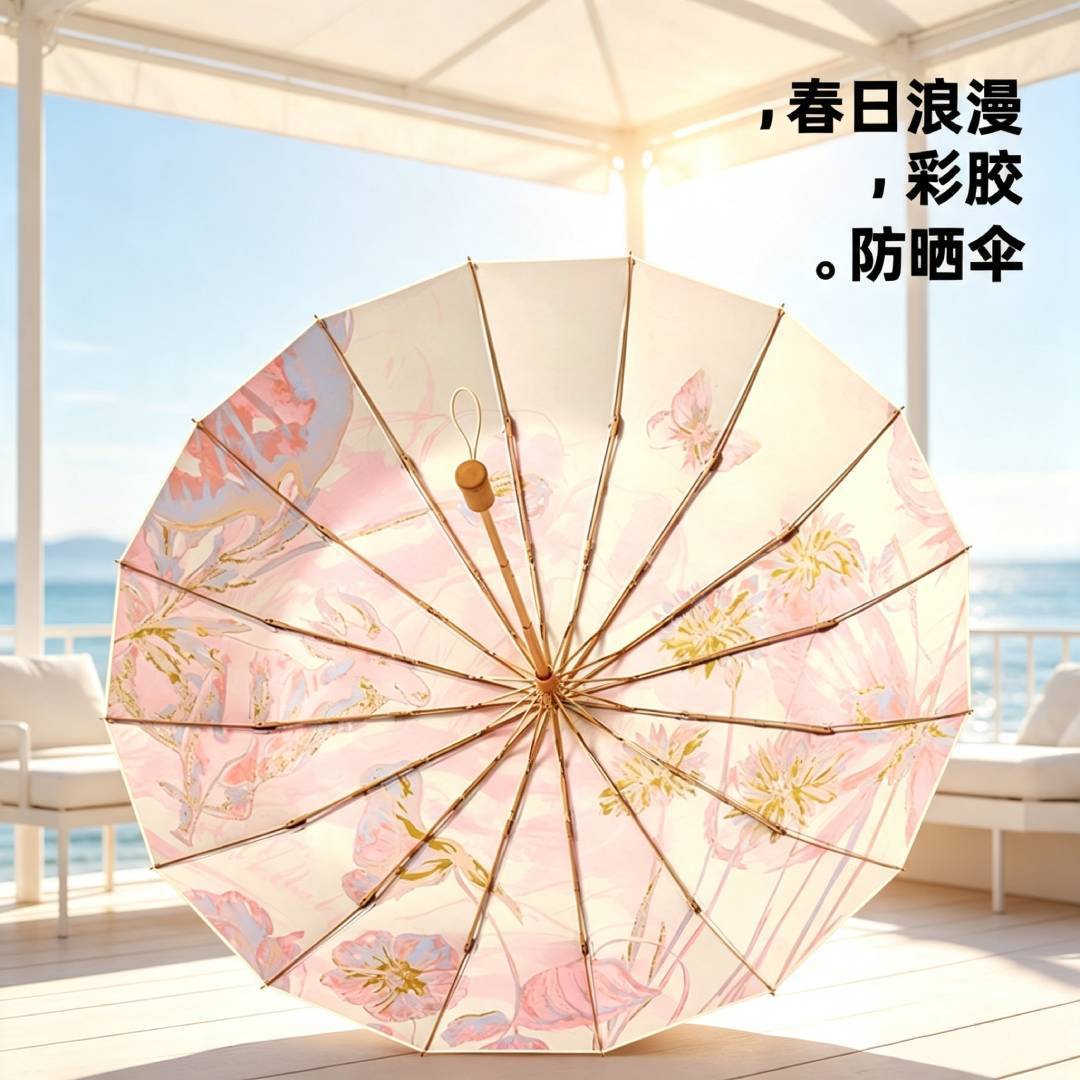 小清新花色三折16骨折叠伞彩胶防晒晴雨两用伞现货可印刷logo