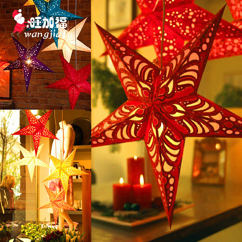 圣诞节氛围感圣诞灯饰气氛星星灯罩装饰品立体镭射五角星吊灯挂饰