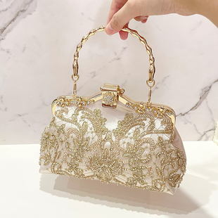 旗袍宴会包婚礼喜婆婆新娘包新中式 珠绣手拎包国风包链条包斜挎包