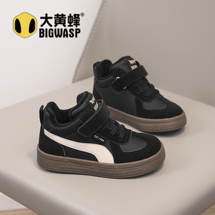 大黄蜂童鞋2025冬季儿童加绒加厚保暖棉鞋男童高帮板鞋女童运动鞋