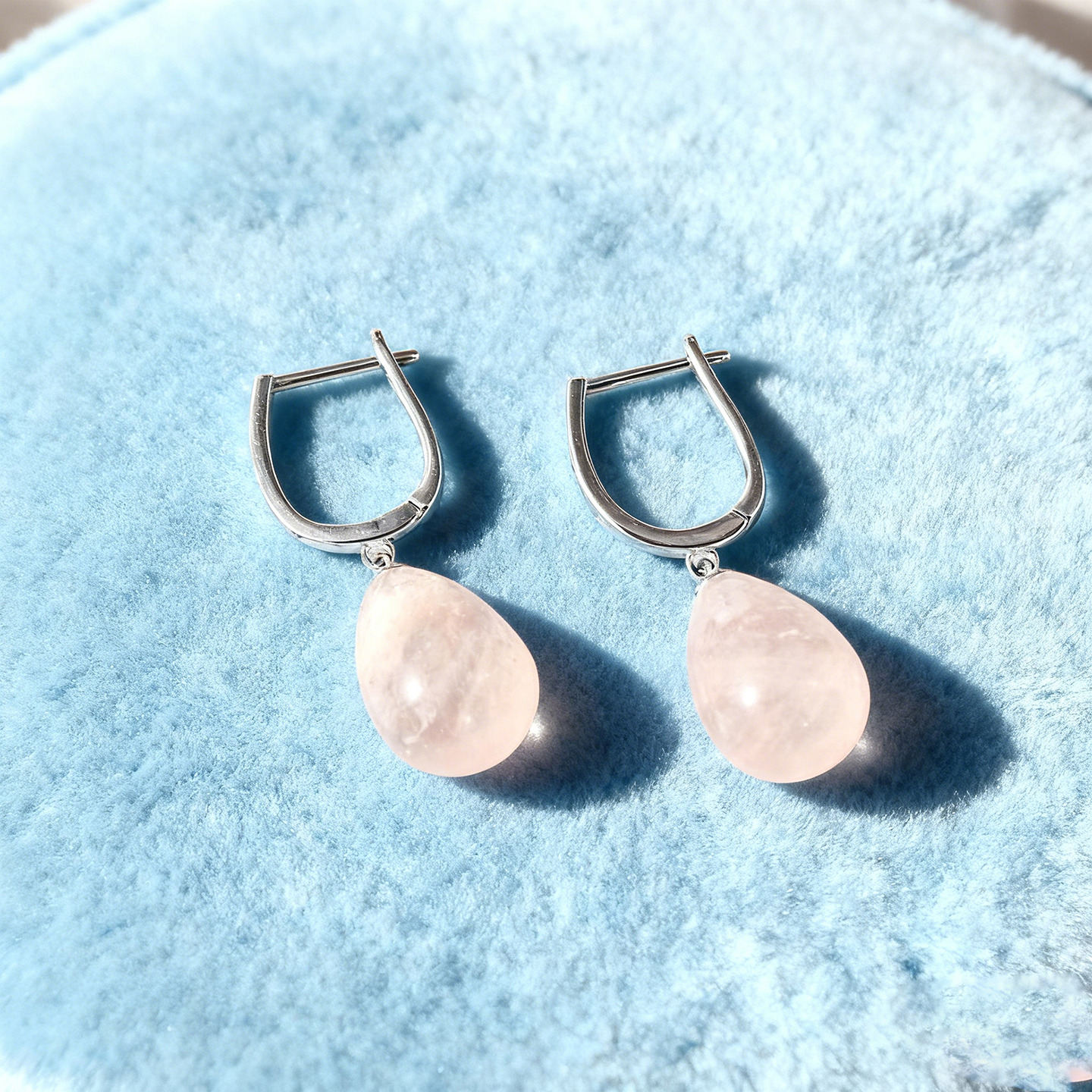 天然摩根石水滴925银针不过敏