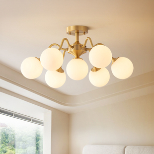 卧室吸顶灯法式2025新款美式客厅书房餐厅吊灯中古风创意全铜灯具