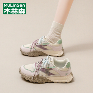 潮牌设计感运动休闲软底跑步阿甘老爹潮鞋 冬季 2025新款 木林森女鞋