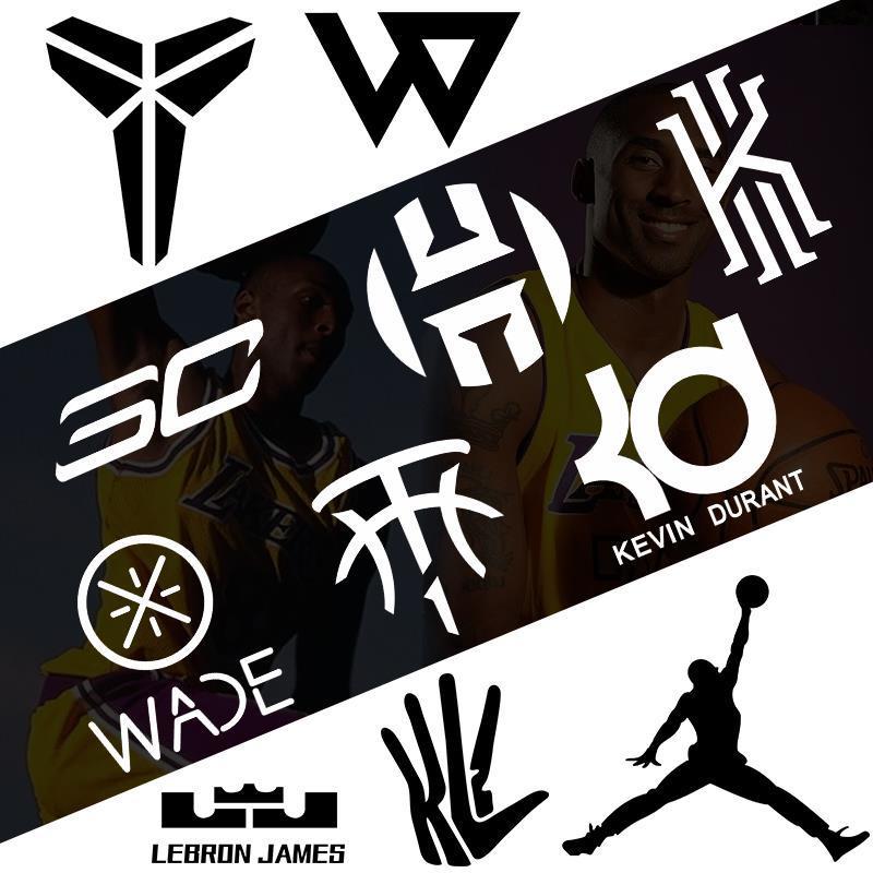 篮球明星logo贴纸乔库里杜兰特詹姆斯科比标志汽车贴纸电动车贴