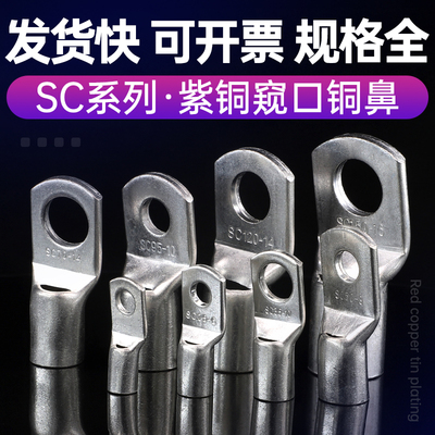 SC窥口铜鼻子纯铜铜线耳电缆接头