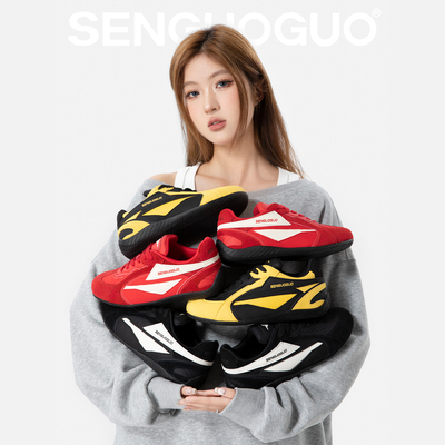 森果果 赛车鞋/薄底德训鞋新款女春季百搭内增高4CM芭蕾板鞋子男