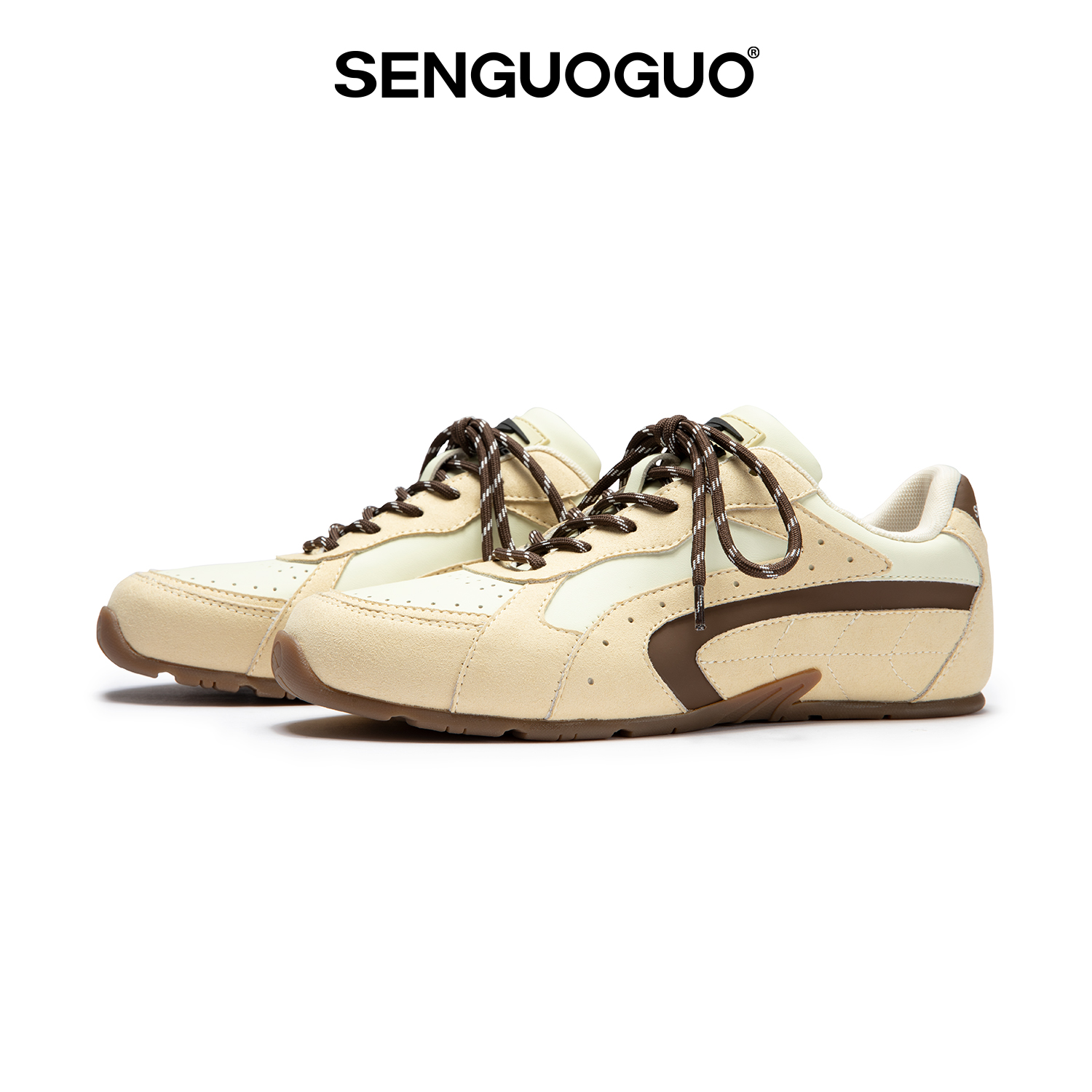 森果果薄底系列/米黄色德训鞋女