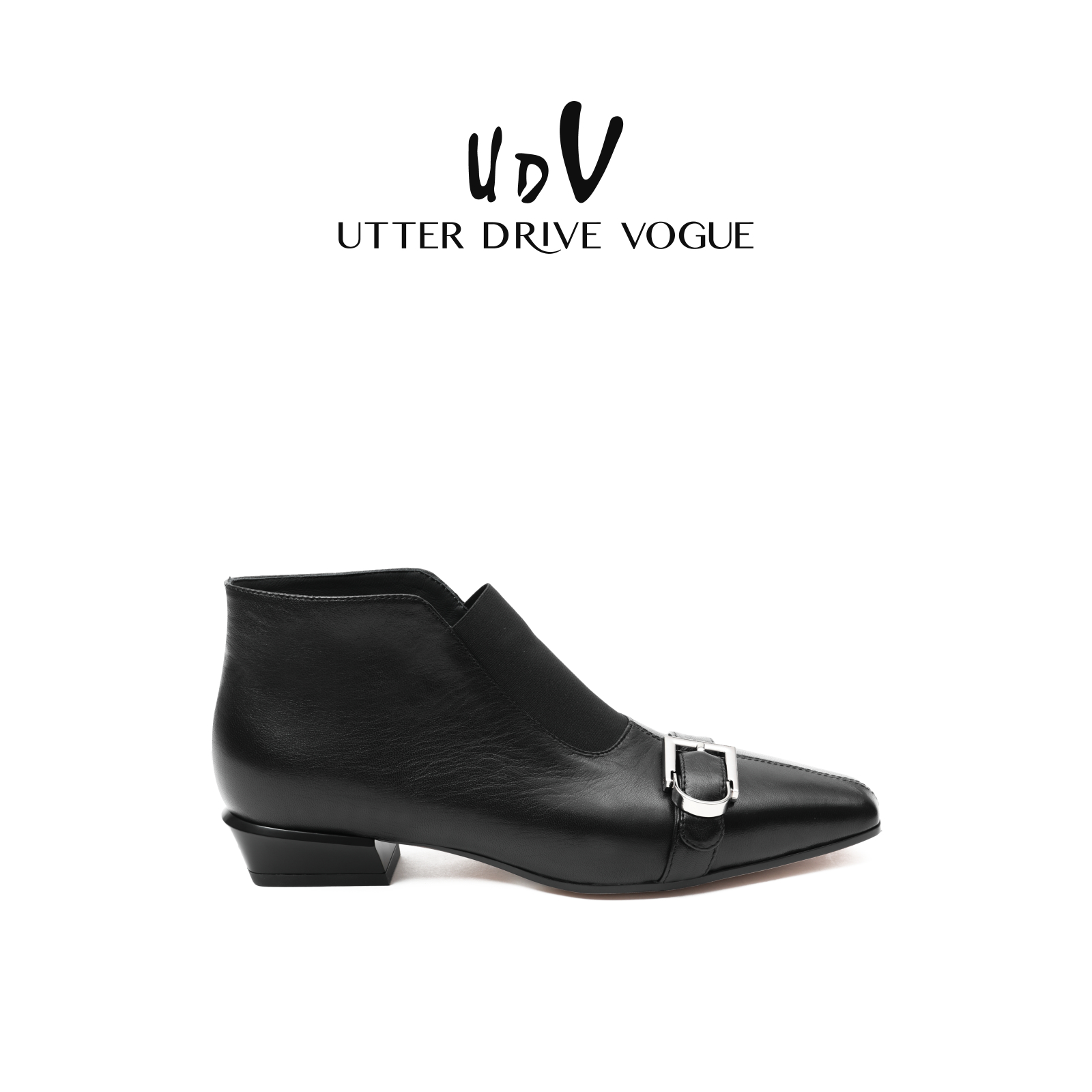 UDV羊皮纯色金属扣时装靴