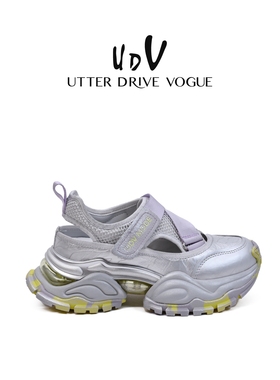 UDV厚底凉鞋女款2026春季新款镂空透气爆款小白鞋时尚增高老爹鞋