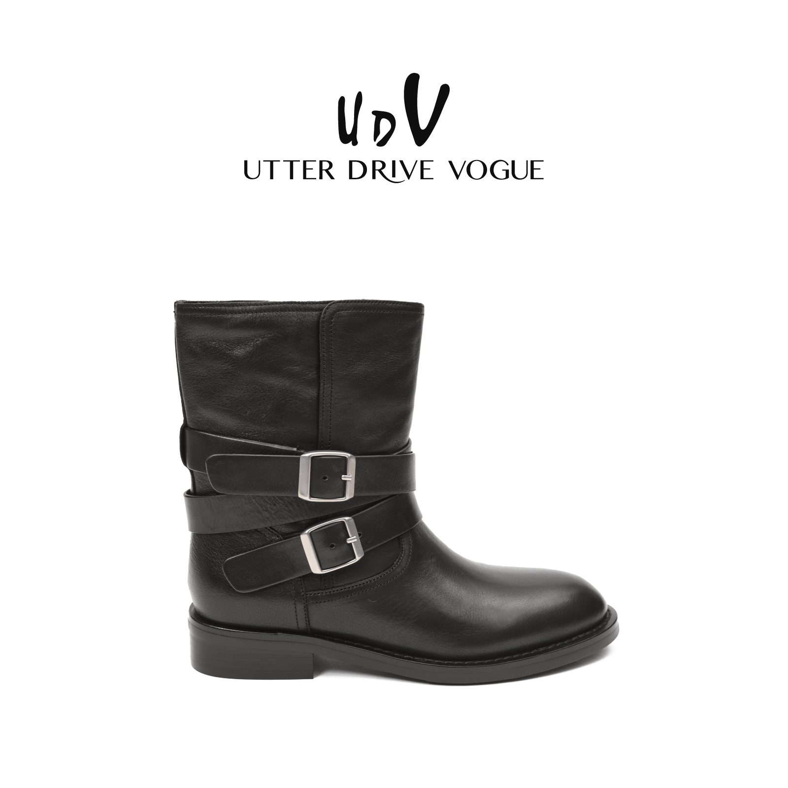 简约百搭骑士中筒靴西部短靴女