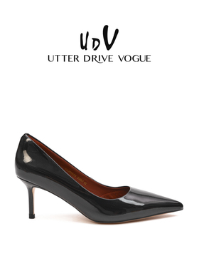 UDV尖头细跟单鞋女2025秋季新款黑色高跟鞋性感通勤真皮女鞋婚鞋