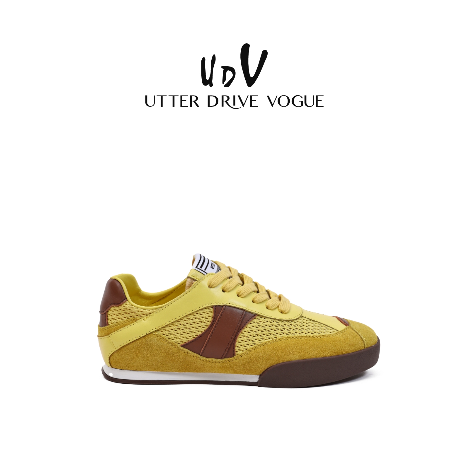 UDV阿甘鞋拼色休闲鞋女2025夏季新款真皮运动鞋网面透气休闲鞋