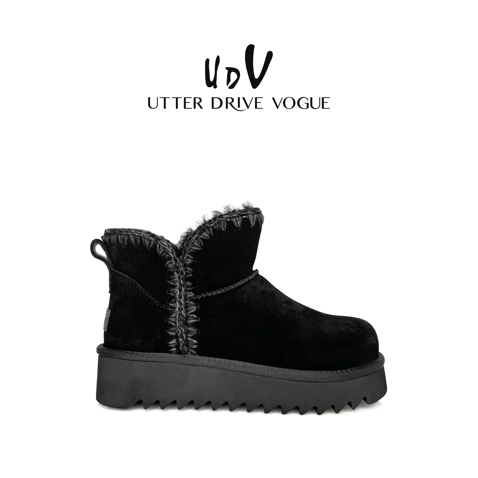 UDV纯羊毛厚底雪地靴女2025秋冬新款皮毛一体短靴防滑加绒棉鞋