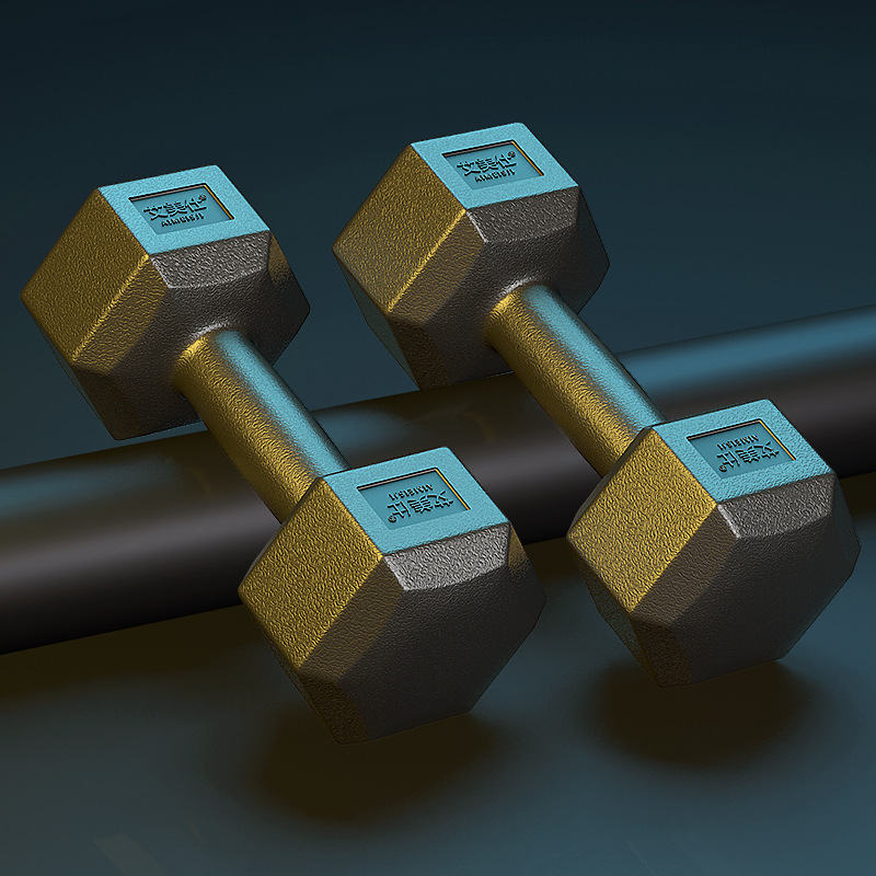 六角哑铃 男士家用健身器材5kg10公斤少儿小学哑铃 练臂肌包胶女