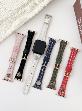 苹果表带山茶花小香风秋冬新款 iwatch表带 适用S11/10/9/8/7/se