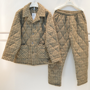 安之伴睡衣2026新品冬季男士梭织磨毛格子三层夹棉加厚保暖家居服