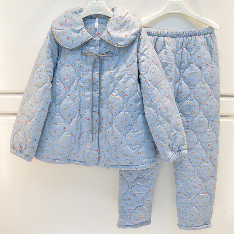 乐可美睡衣冬季女士水洗棉碎花甜美三层加厚夹棉时尚保暖家居服套,女士内衣/男士内衣/家居服,睡衣/家居服套装,淘宝优惠券,粉丝福利购,淘宝优惠卷