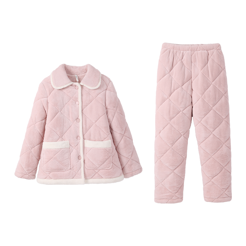 加厚夹棉简约棉袄家居服