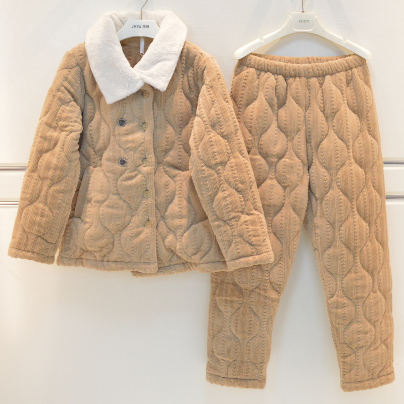 气质三层加厚夹棉保暖家居服